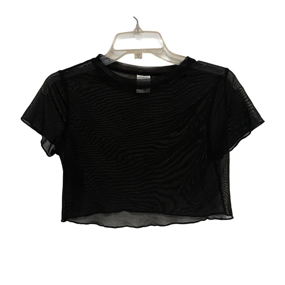 Wild Fable Mesh Crop Top Short Sleeve Black Small Fairy Goth Alternative Layer